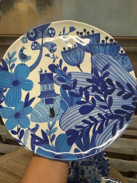 Blue and White Melamine Plate