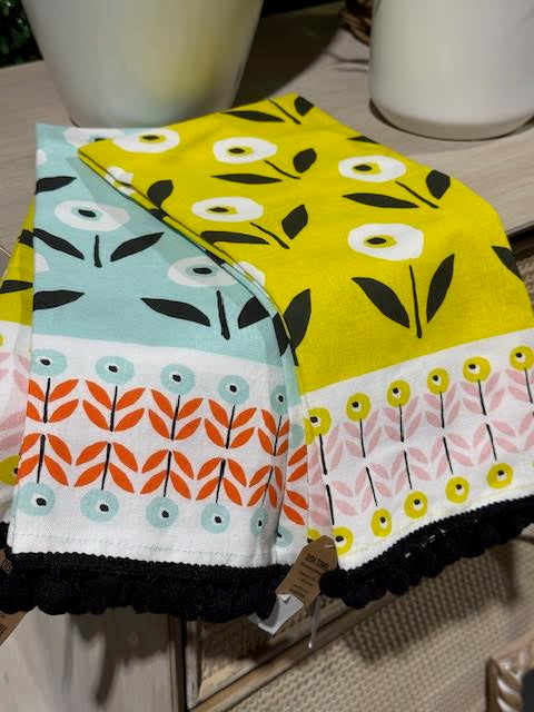 Mod Poppies Pom Pom Tea Towels
