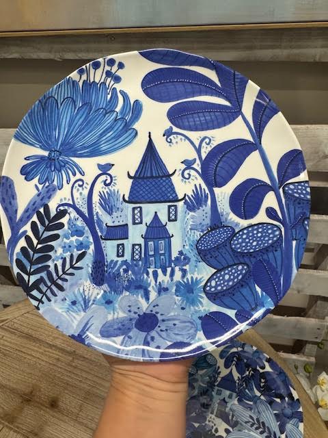 Blue and White Melamine Plate