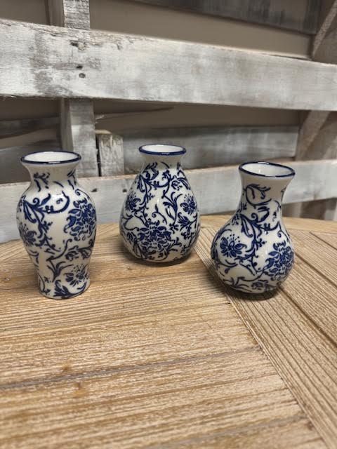 Small Blue & White Vases