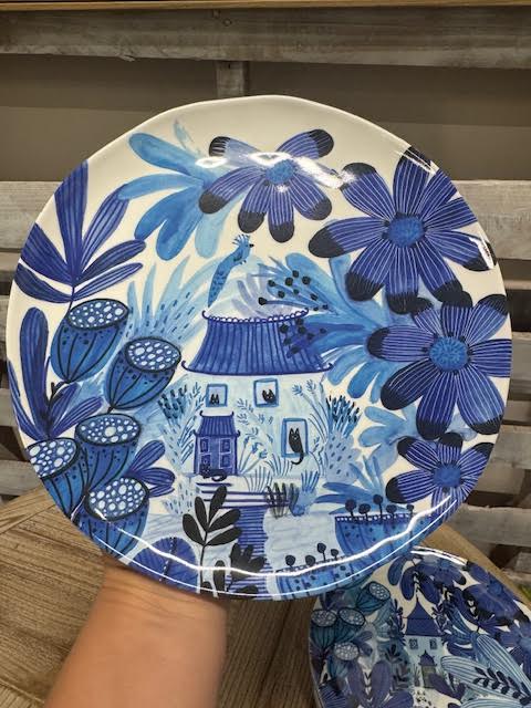 Blue and White Melamine Plate