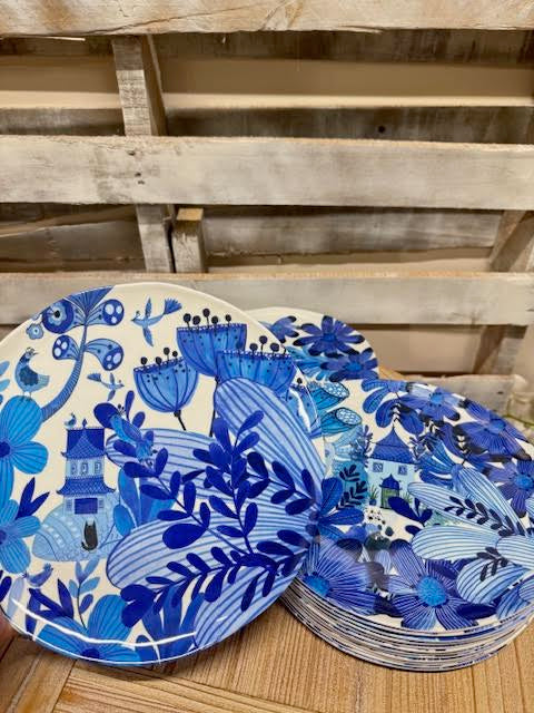 Blue and White Melamine Plate