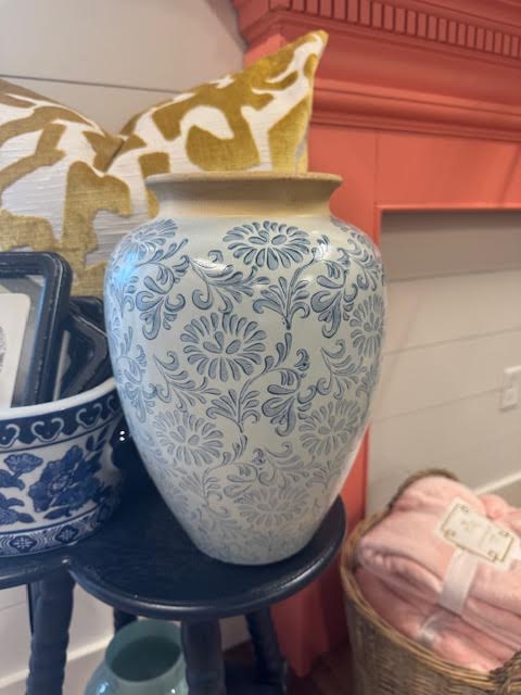 Blue Damask Vase