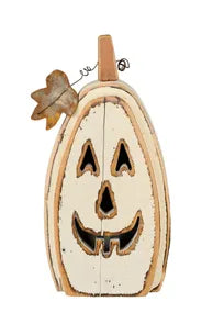 Large Wood Jack-O’-Lantern Pumpkin (15”H)