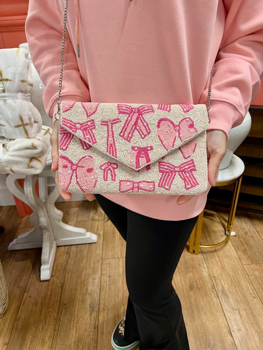 Pearl Bow Beaded Clutch