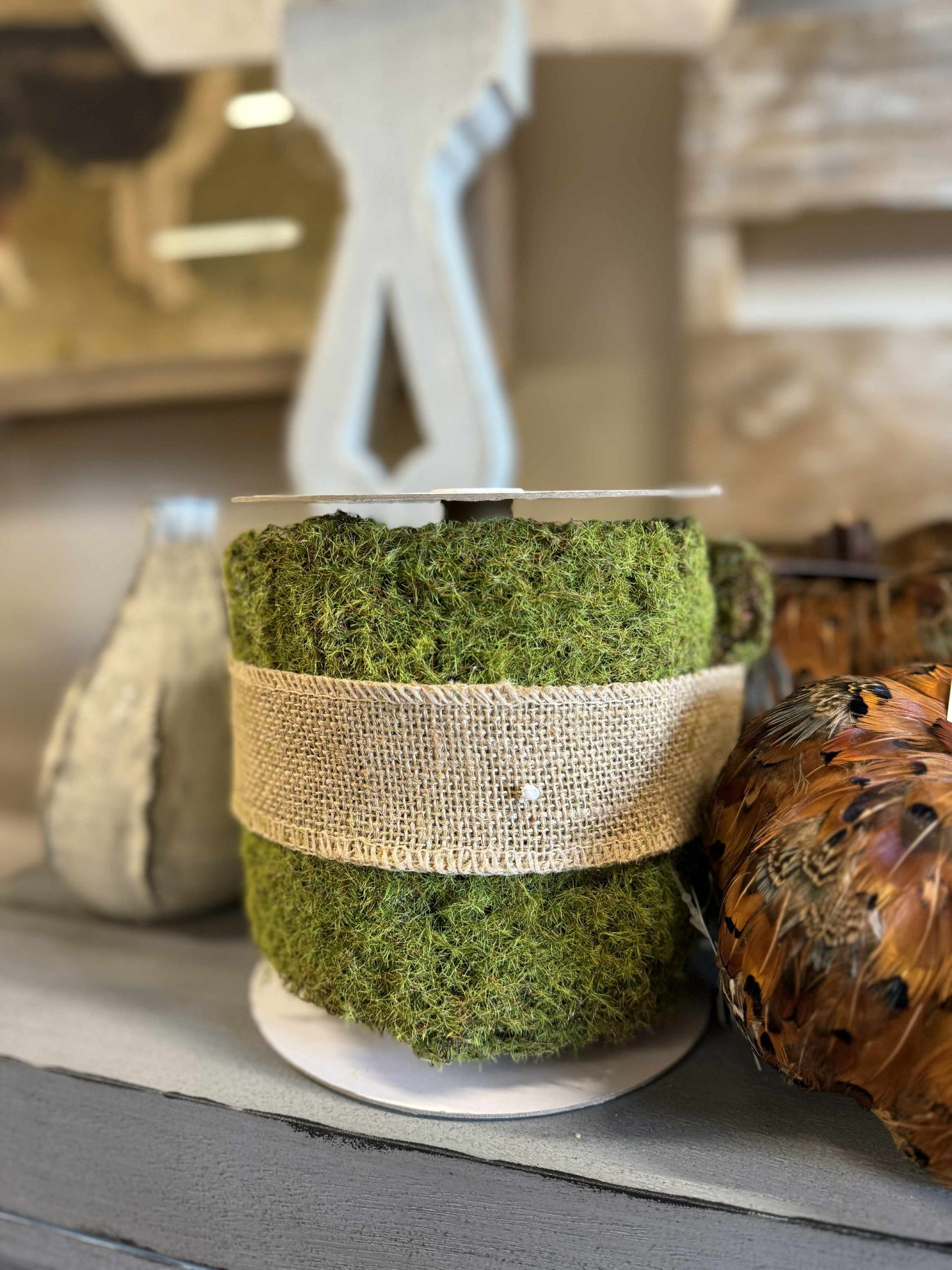 6" Glittered Moss Ribbon – 2 Yards