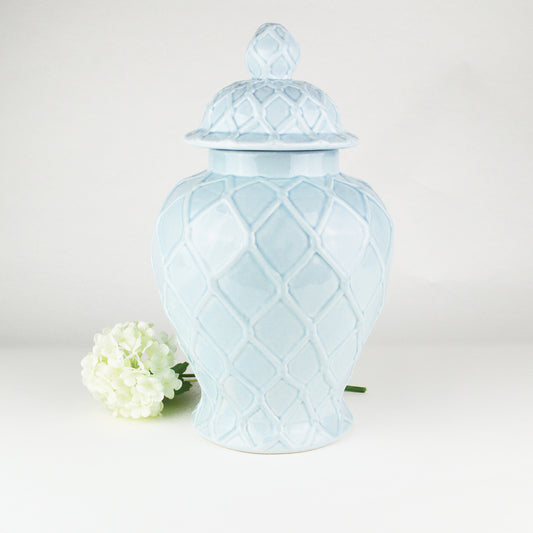 8 Oak Lane XL Textured Light Blue Ginger Jar