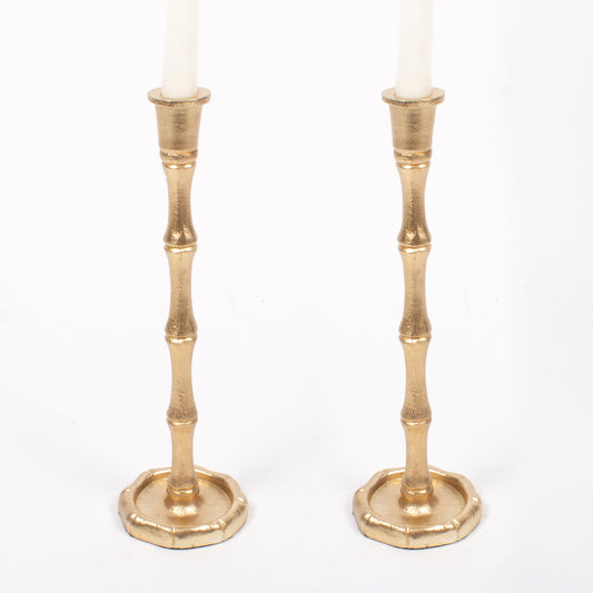 8 Oak Lane Gold Bamboo Candlestick Large- PAIR