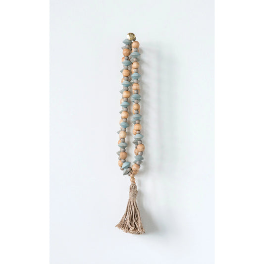 Abaca Wood Bead Strand with Tassel