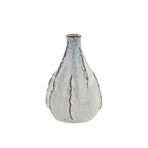 Ivory and Blue Terracotta Vase