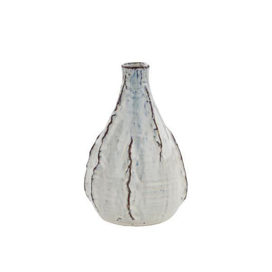 Ivory and Blue Terracotta Vase