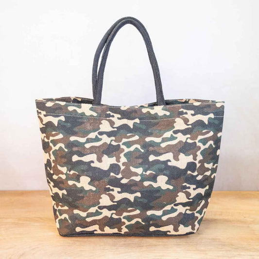 Camo Tote Bag in Green/Brown