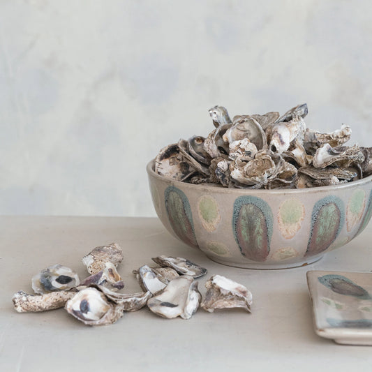 Hand-Painted Stoneware Serving Bowl