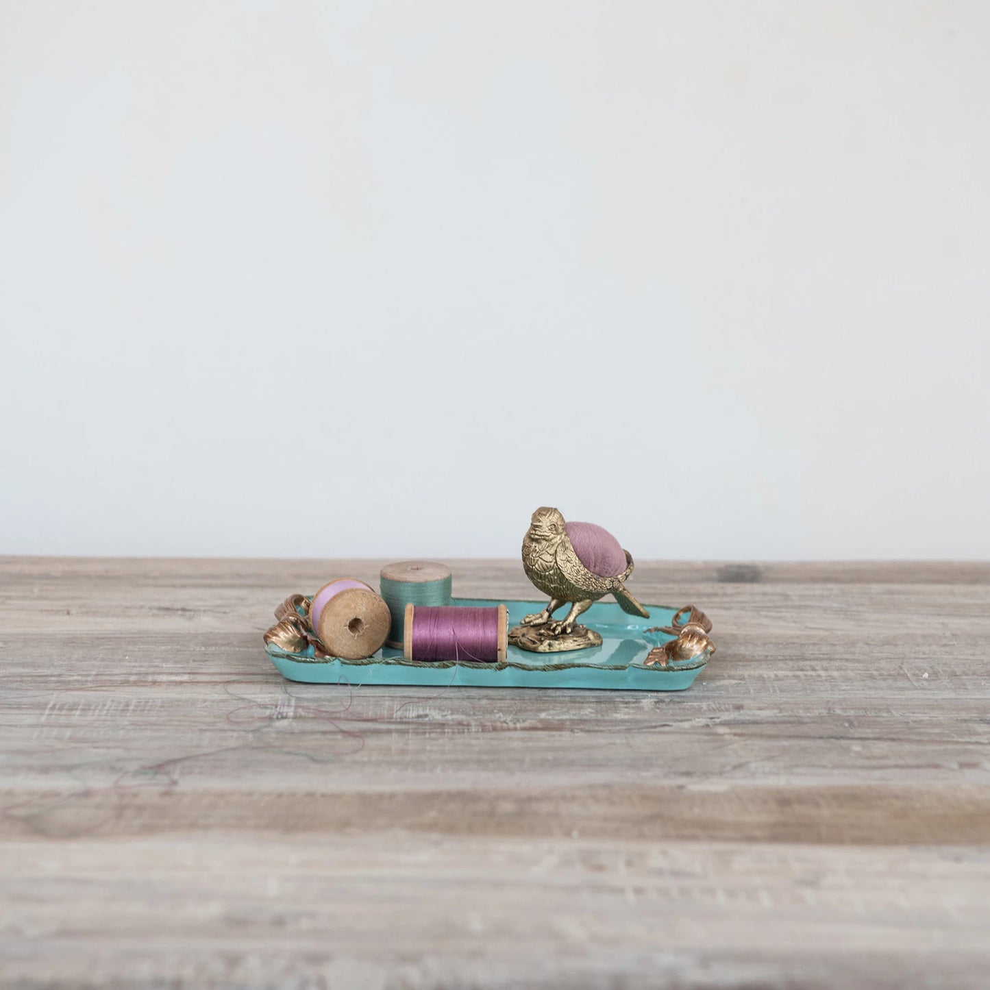 Iron Tray- Blue with Gold Bows