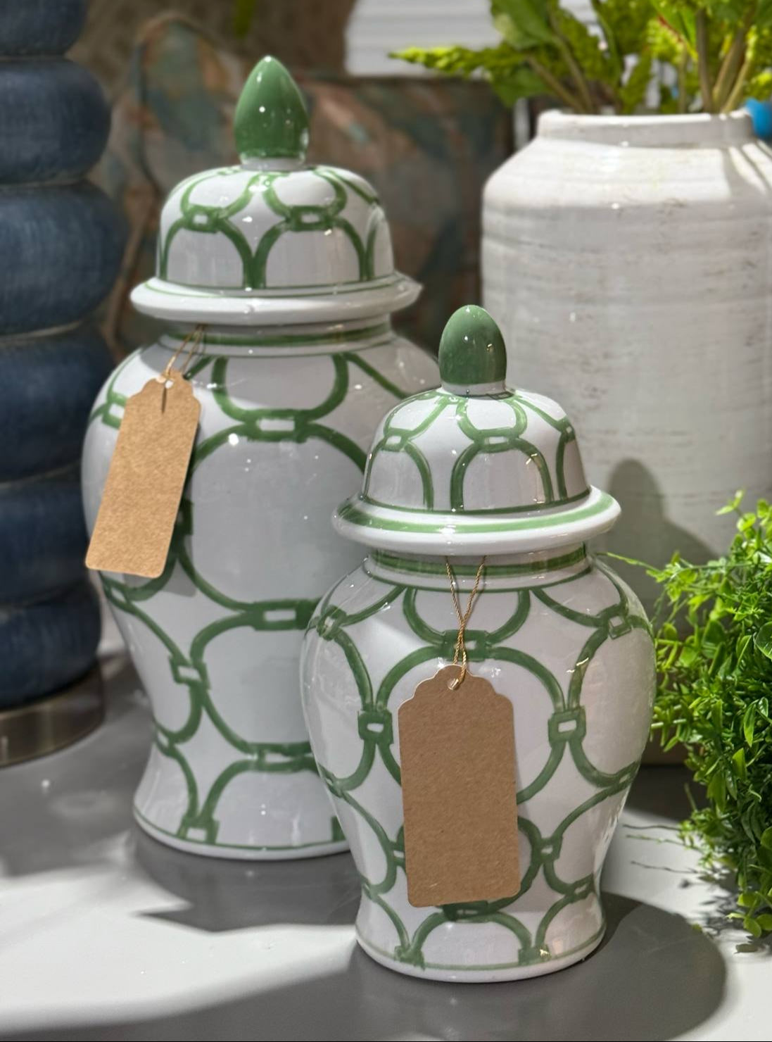 Garden Gate Green Ginger Jar