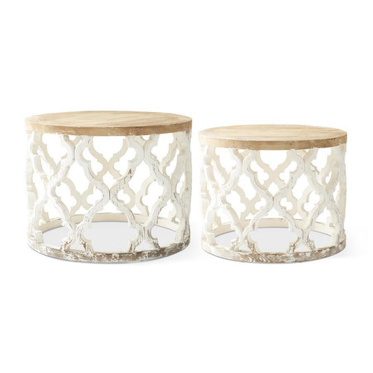Weathered White Quatrefoil Table