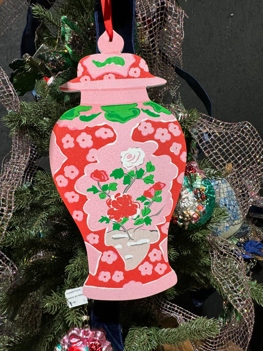 Pink Jar Wooden Ornament