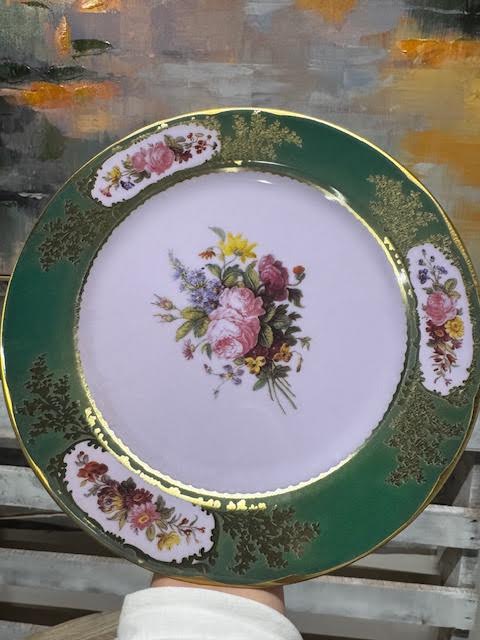 Green Floral Tin Plate