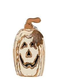 Small Wood Jack-O’-Lantern Pumpkin (10.75”H)