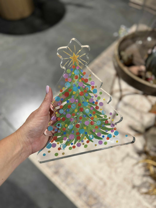 Confetti Christmas Tree Acrylic Block – 10"
