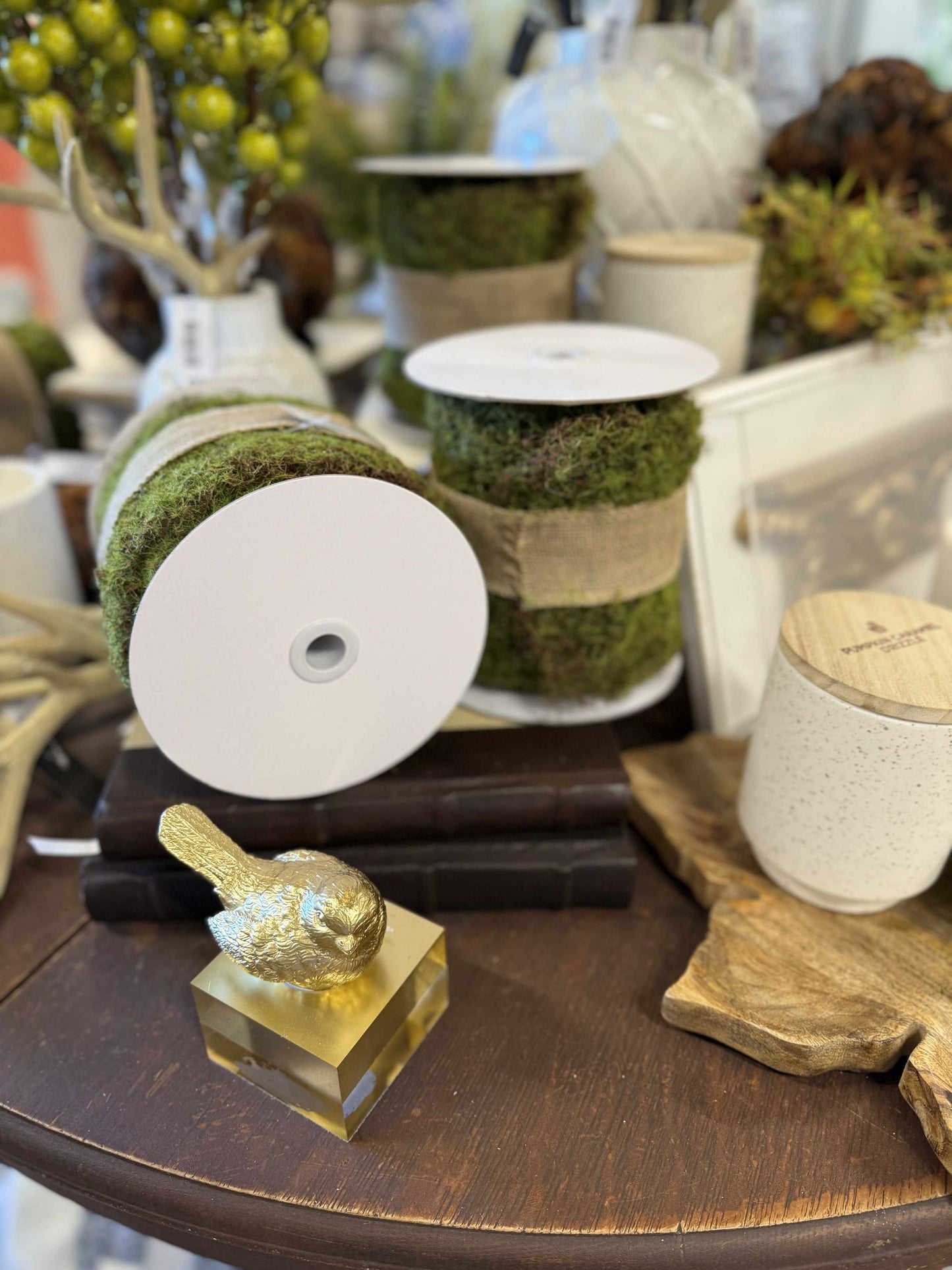 6" Glittered Moss Ribbon – 2 Yards
