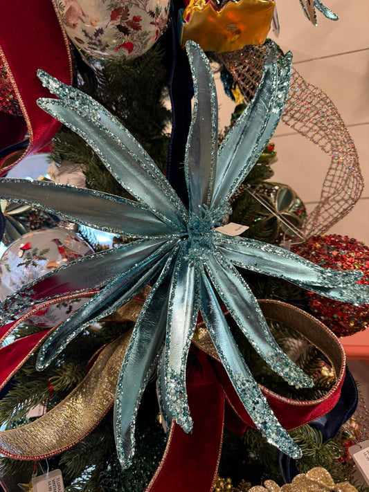 blue poinsettia stem - holiday