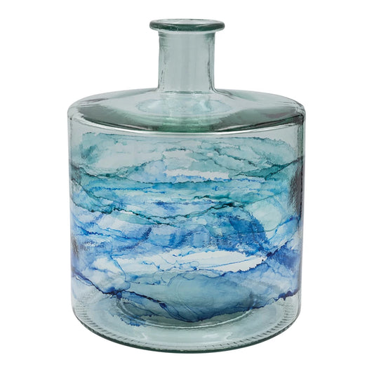 Recycled Glass Vase, Blue Ombre