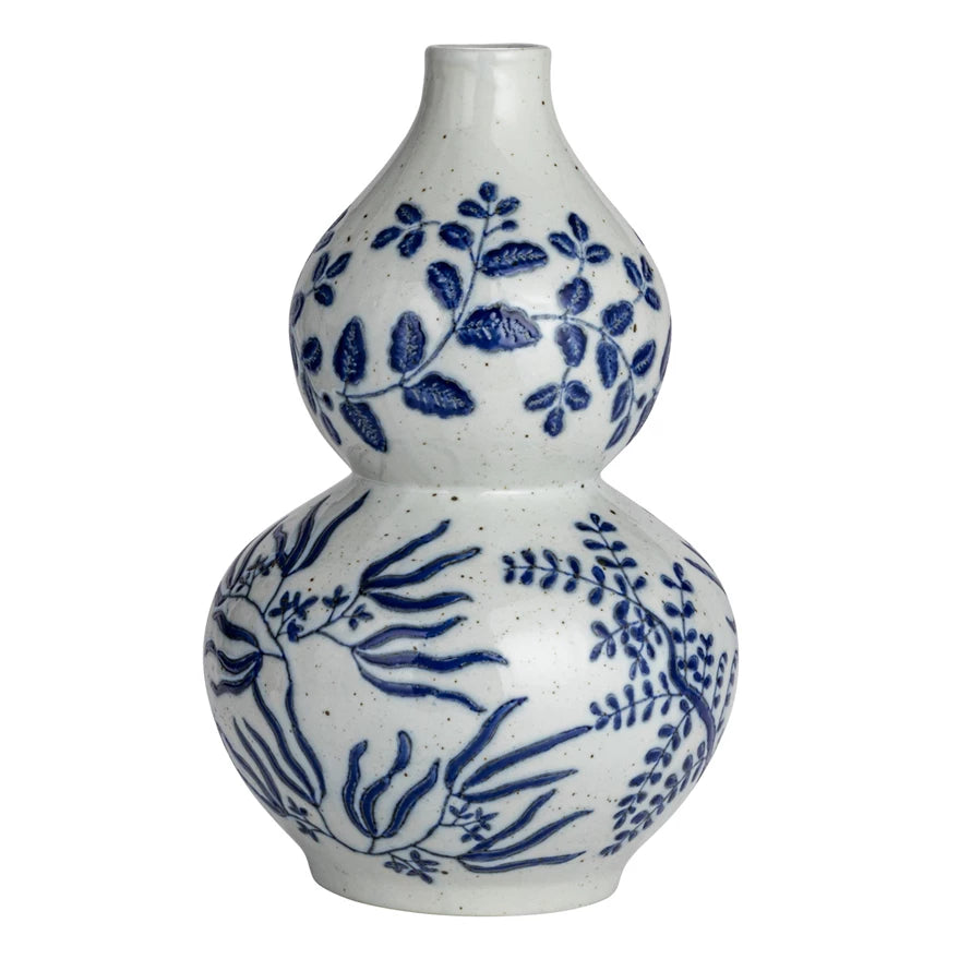 Blue and White hand painted vase by Creative Co-Op