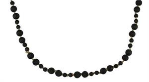 Black Mixed Size Round Wood Garland