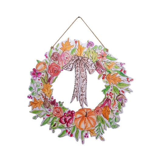 Rose & Pumpkin Wreath PVC Door Hanger