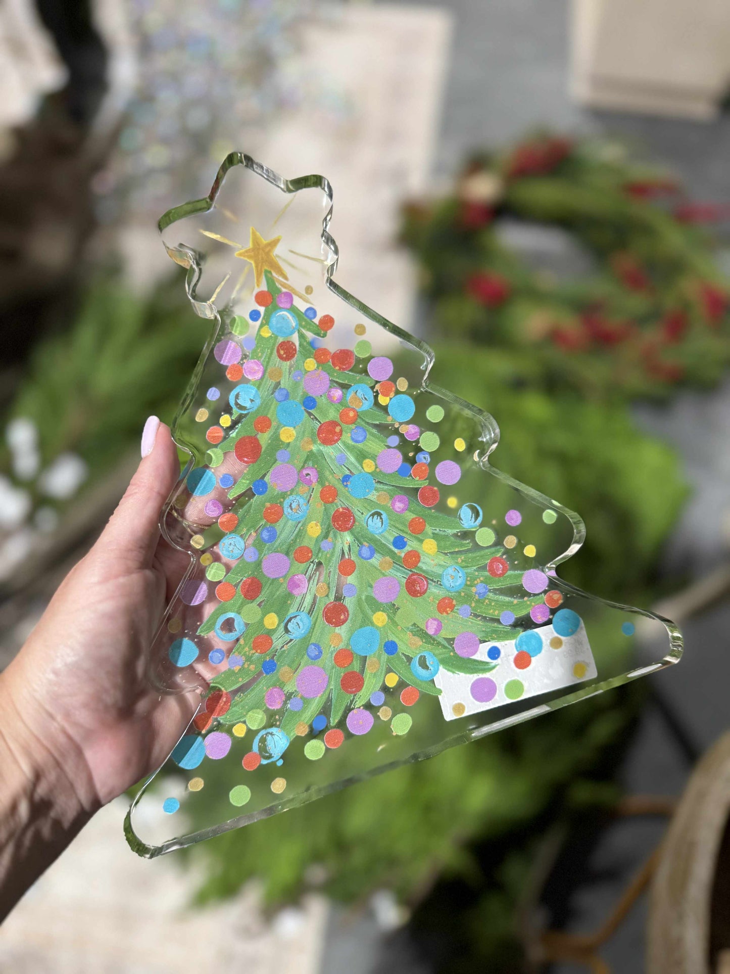 Confetti Christmas Tree Acrylic Block – 10"