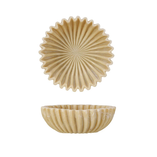 Resin Pleated Bowl- Beige