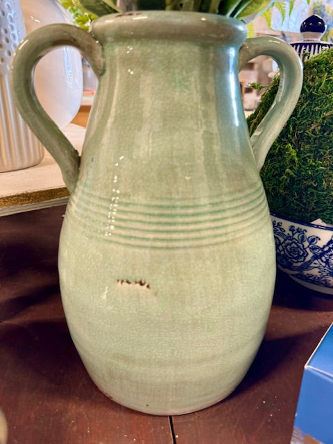 Turquoise Vase with Handles