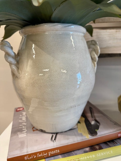 White Vase with Twisted Handles